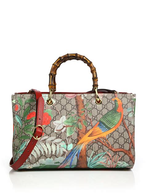 gucci bamboo floral tote shopper bag|Gucci bamboo price.